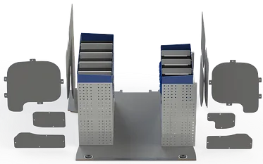 Allestimento veicoli commerciali FORD TRANSIT CONNECT vista centrale Allestimento composto da pianale, rivestimento e scaffaluture per interni lato: destro e sinistro 