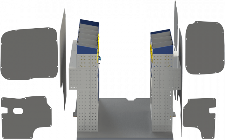 Allestimento veicoli commerciali MERCEDES CITAN vista centrale Allestimento composto da pianale, rivestimento e scaffaluture per interni lato: destro e sinistro